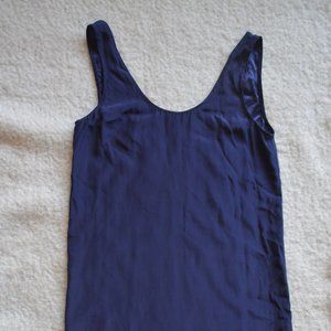 Aritzia T. Babaton Silk Round Neck Mini Dress Slip in navy